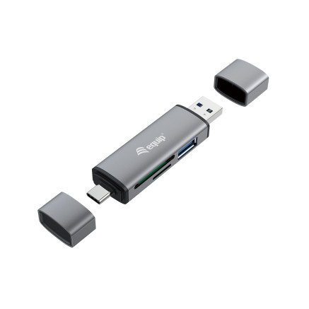 Equip 245460 lecteur de carte mémoire USB 3.2 Gen 1 (3.1 Gen 1) Type-A Type-C Gris