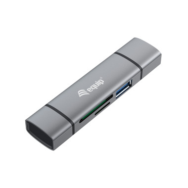 Equip 245460 lecteur de carte mémoire USB 3.2 Gen 1 (3.1 Gen 1) Type-A Type-C Gris