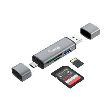 Equip 245460 lecteur de carte mémoire USB 3.2 Gen 1 (3.1 Gen 1) Type-A Type-C Gris