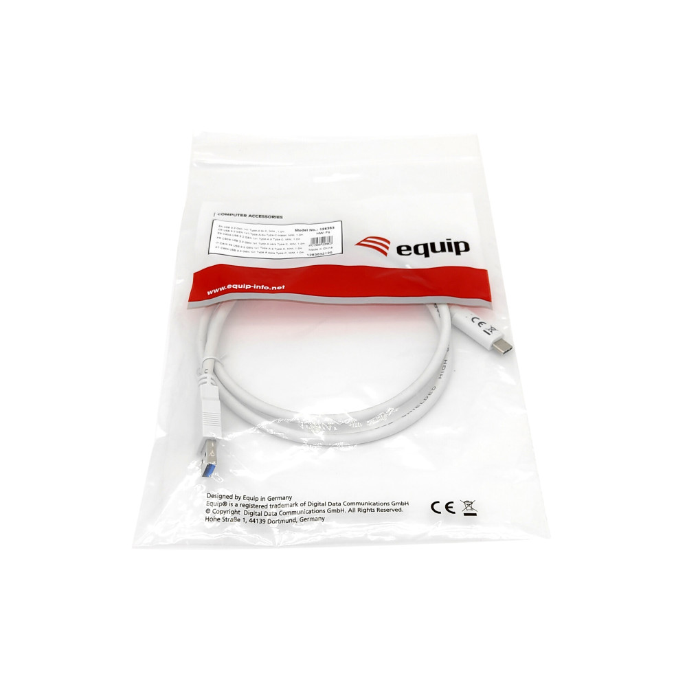 Equip 128364 Câble USB 3.2 Gen 1 C vers A, M M , 2.0m, 5Gbps, blanc