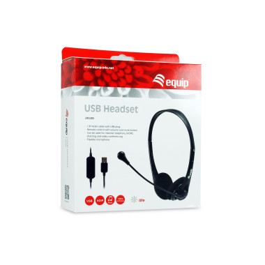 Equip 245305 écouteur casque Avec fil Arceau Bureau Centre d'appels USB Type-A Noir