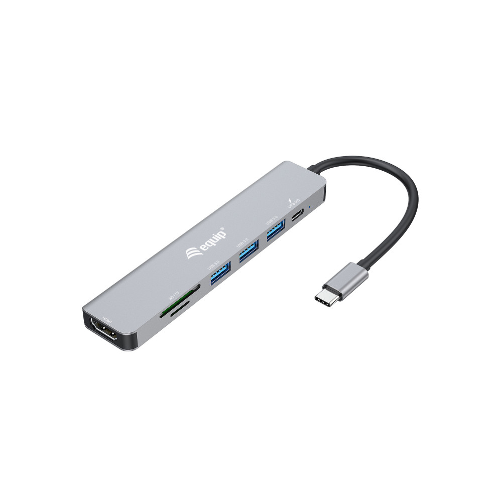 Equip 133494 Adaptateur multifonction USB-C 7 en 1, HDMI 4K 60Hz, USB 3.2 Gen1 x 3 , TF MICRO SD, 100W USB PD Equip 133494 Adaptateur multifonction USB-C 7 en 1, HDMI 4K 60Hz, USB 3.2 Gen1 x 3 , TF MICRO SD, 100W USB PD