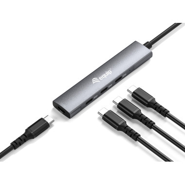 Equip 128963 hub & concentrateur USB 3.2 Gen 1 (3.1 Gen 1) Type-C 5000 Mbit s Noir, Argent