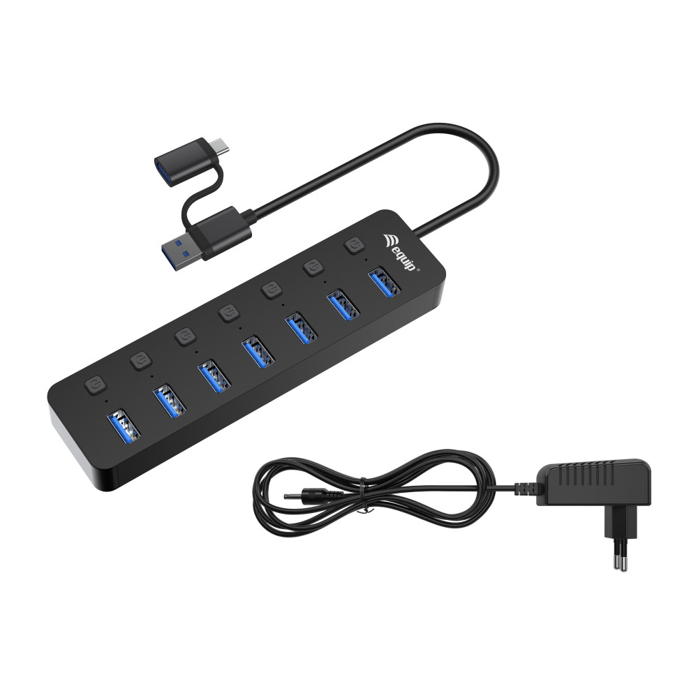 Equip 128965 hub & concentrateur USB 3.2 Gen 1 (3.1 Gen 1) Type-A 5000 Mbit s Noir