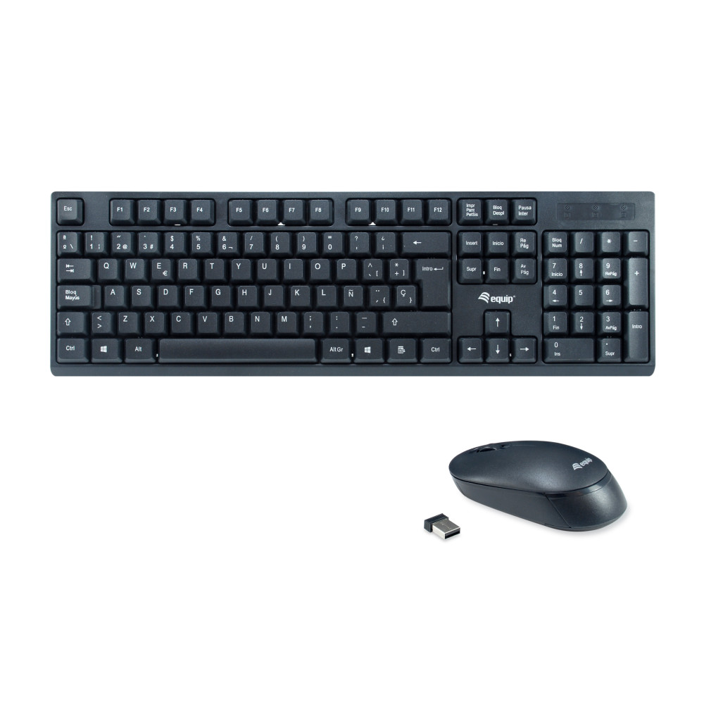 Equip 245221 clavier Souris incluse Bureau RF sans fil QWERTY Espagnole Noir Equip 245221 clavier Souris incluse Bureau RF sans fil QWERTY Espagnole Noir