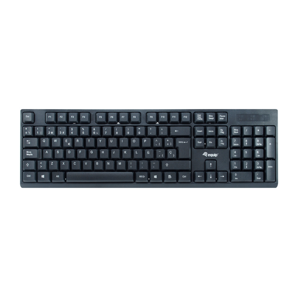 Equip 245221 clavier Souris incluse Bureau RF sans fil QWERTY Espagnole Noir