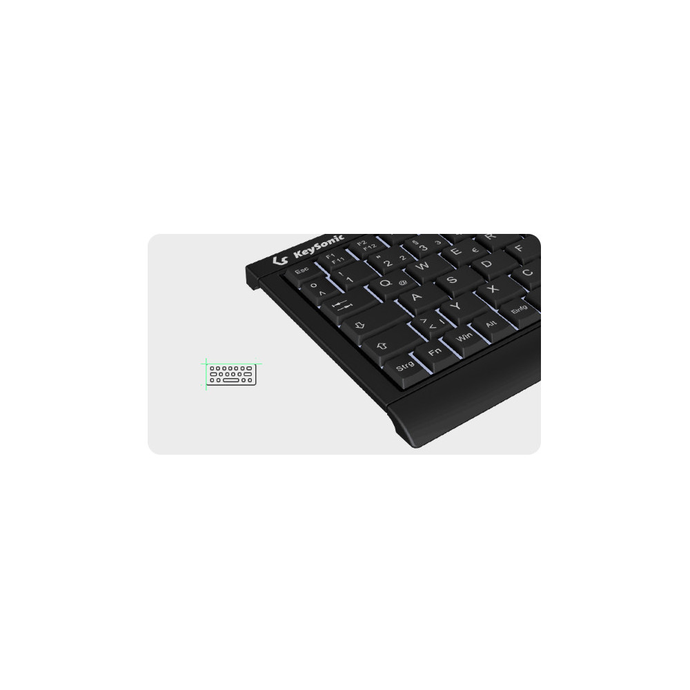 KeySonic KSK-3011ELC (DE) clavier Maison USB QWERTZ Allemand Noir