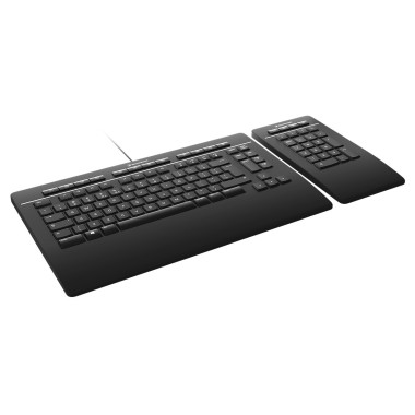 3Dconnexion Keyboard Pro with Numpad clavier Bureau USB + RF Wireless + Bluetooth AZERTY Français Noir