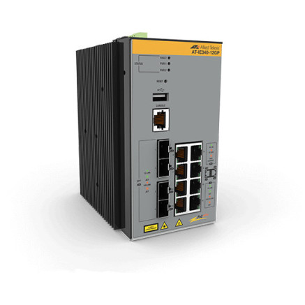 Allied Telesis AT-IE340-12GP-80 Géré L3 Gigabit Ethernet (10 100 1000) Connexion Ethernet, supportant l'alimentation via ce