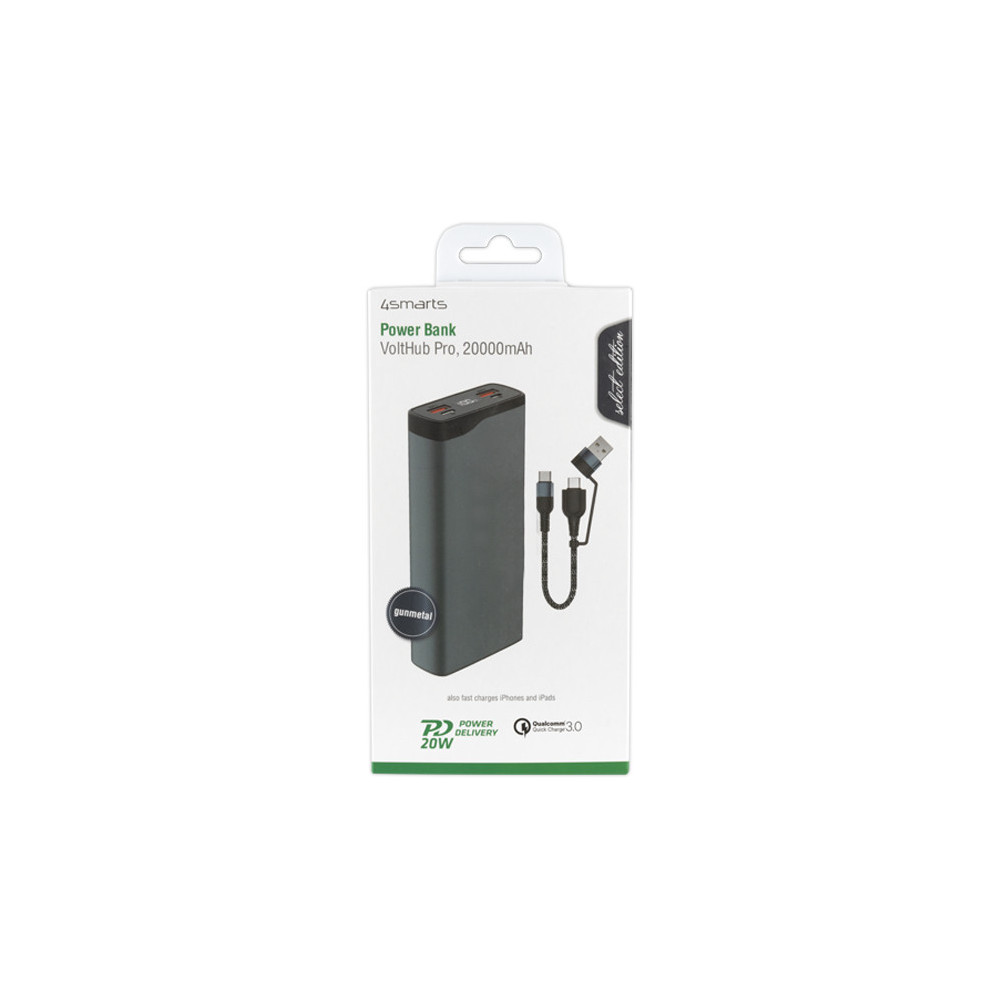 4smarts VoltHub Pro Lithium Polymère (LiPo) 20000 mAh Noir, Métallique