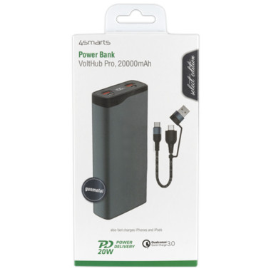 4smarts VoltHub Pro Lithium Polymère (LiPo) 20000 mAh Noir, Métallique