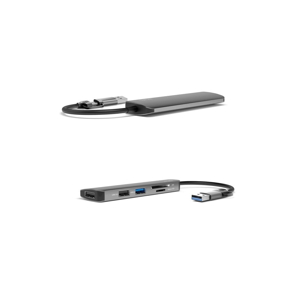 4smarts 469630 station d'accueil Avec fil USB 3.2 Gen 1 (3.1 Gen 1) Type-A + Type-C Gris