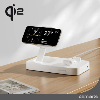 4smarts Qi2 Universel Blanc Secteur Recharge sans fil Charge rapide Intérieure