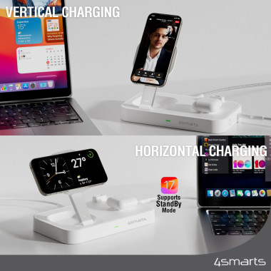 4smarts Qi2 Universel Blanc Secteur Recharge sans fil Charge rapide Intérieure