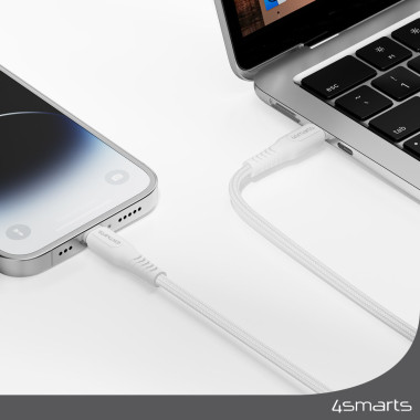 4smarts 465592 câble Lightning 1,5 m Argent, Blanc