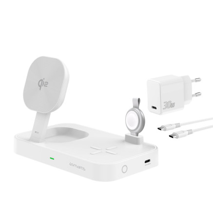 4smarts Qi2 Universel Blanc Secteur Recharge sans fil Charge rapide Intérieure