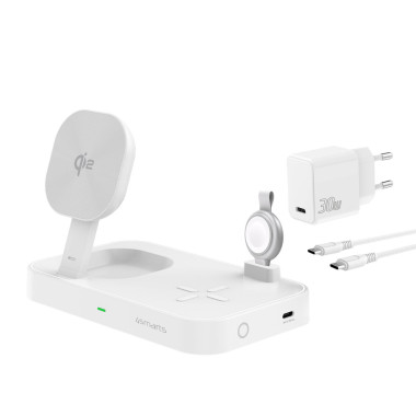 4smarts Qi2 Universel Blanc Secteur Recharge sans fil Charge rapide Intérieure