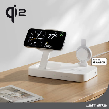 4smarts Qi2 Universel Blanc Secteur Recharge sans fil Charge rapide Intérieure