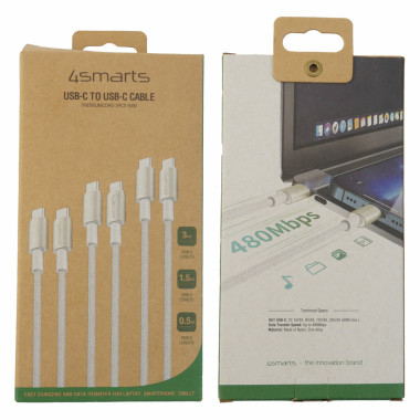 4smarts 540621 câble USB USB 2.0 USB C Argent, Blanc