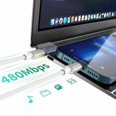 4smarts 540621 câble USB USB 2.0 USB C Argent, Blanc