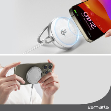4smarts Qi2 Universel Argent USB Recharge sans fil Charge rapide Intérieure