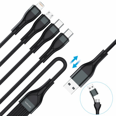 4smarts 541023 câble USB 1,2 m USB A USB C USB C Micro USB-A Lightning Noir