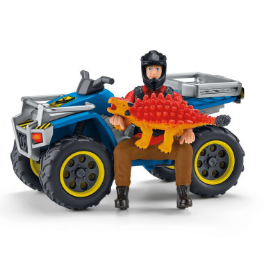 schleich Dinosaurs Fuite sur quad face au vélociraptor