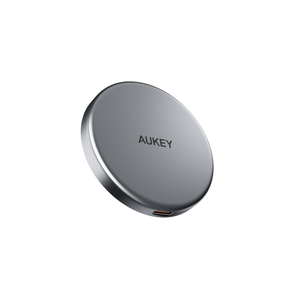 AUKEY MagFusion Aura Magnetic 15W Téléphone portable Argent USB Recharge sans fil Charge rapide Intérieure
