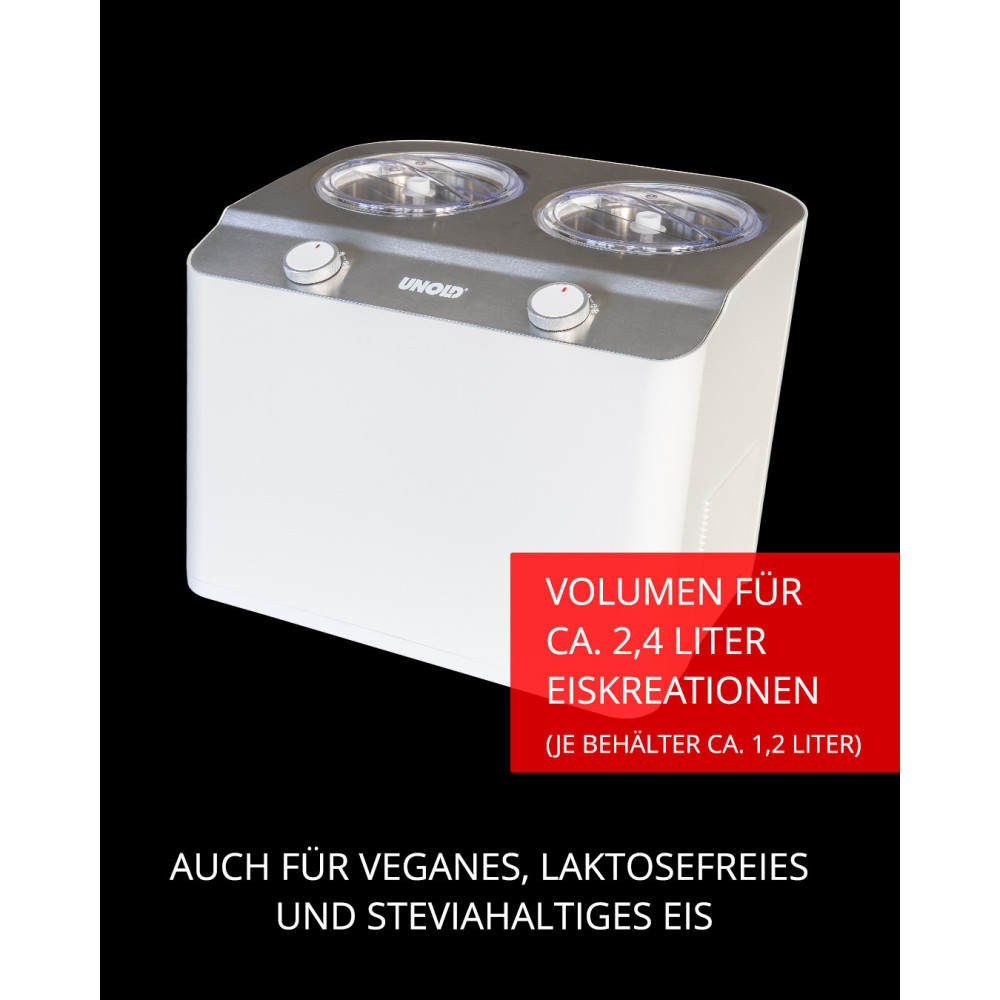 Unold Doppio Compresseur pour sorbetière 2,4 L 250 W Acier satin, Blanc