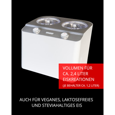 Unold Doppio Compresseur pour sorbetière 2,4 L 250 W Acier satin, Blanc