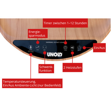 Unold 86545 appareil de chauffage Intérieure Noir, Bois Chauffage de ventilateur électrique