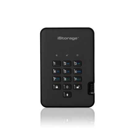iStorage diskAshur2 256-bit 1TB USB 3.2 secure encrypted hard drive - Black IS-DA2-256-1000-B