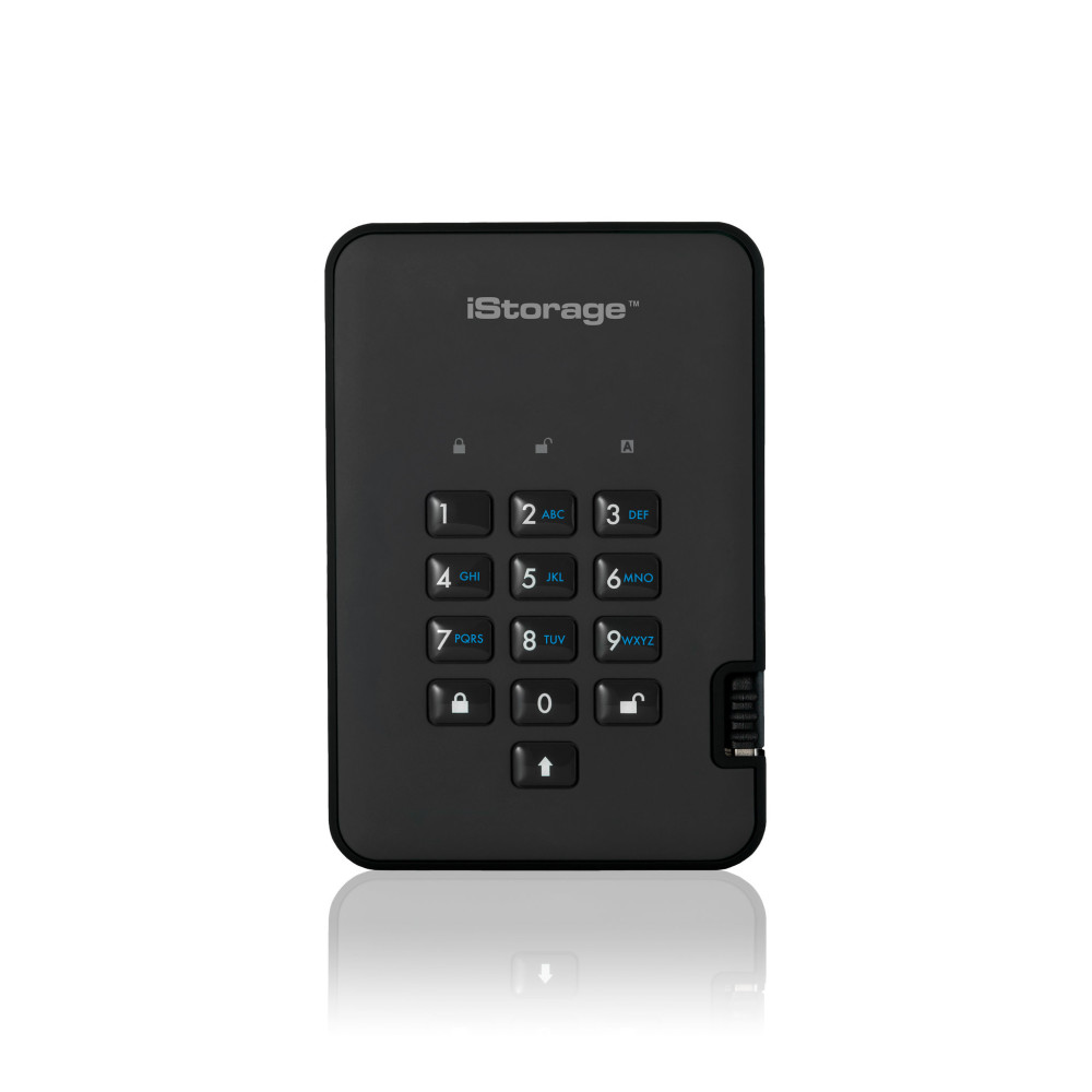iStorage diskAshur2 256-bit 1TB USB 3.2 secure encrypted hard drive - Black IS-DA2-256-1000-B iStorage diskAshur2 256-bit 1TB USB 3.2 secure encrypted hard drive - Black IS-DA2-256-1000-B