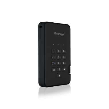 iStorage diskAshur2 256-bit 1TB USB 3.2 secure encrypted hard drive - Black IS-DA2-256-1000-B