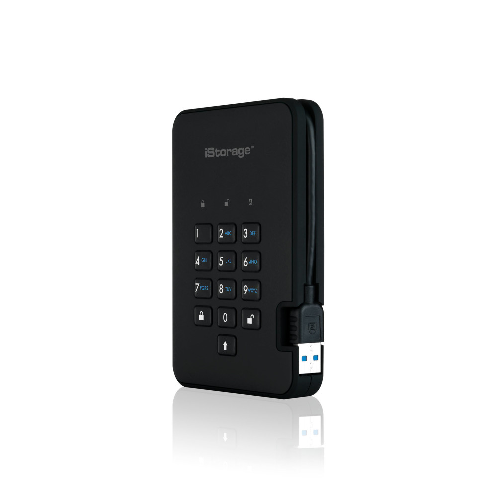 iStorage diskAshur2 256-bit 1TB USB 3.2 secure encrypted hard drive - Black IS-DA2-256-1000-B
