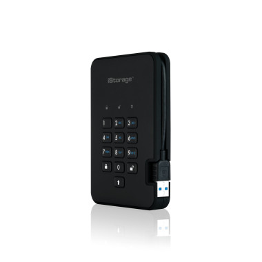 iStorage diskAshur2 256-bit 1TB USB 3.2 secure encrypted hard drive - Black IS-DA2-256-1000-B