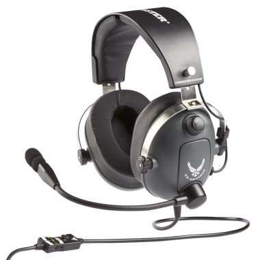 Thrustmaster T.Flight U.S. Air Force Écouteurs Avec fil Arceau Contrôle de l’aviation du trafic aérien Noir, Gris