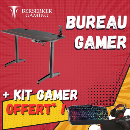 BER00046629 Bureau Gamer + pack CLavier+Souris+TAPIS+CASQUE RGB offert