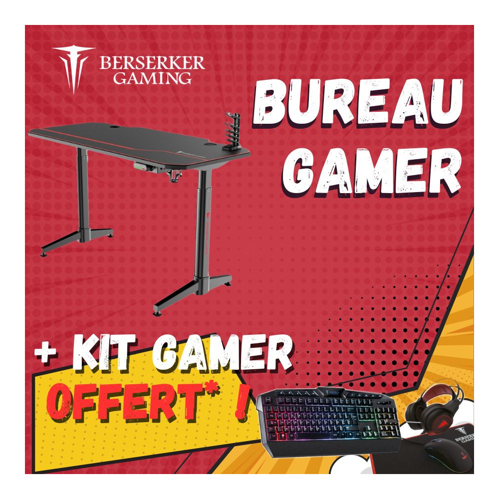 BER00046629 Bureau Gamer + pack CLavier+Souris+TAPIS+CASQUE RGB offert BER00046629 Bureau Gamer + pack CLavier+Souris+TAPIS+CASQUE RGB offert