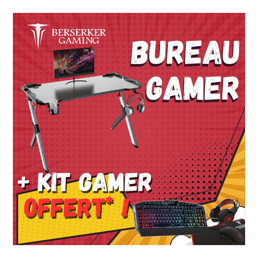 Crazy Pack Berserker - Bureau Gamer Balder Delux 120 + Kit Gamer OFFERT! Crazy Pack Berserker - Bureau Gamer Balder Delux 120 + Kit Gamer OFFERT!