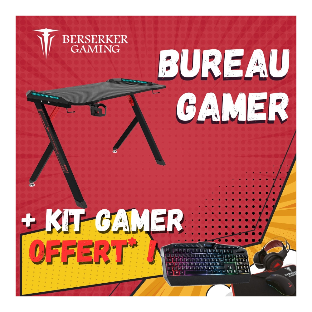 Crazy Pack Berserker - Bureau Gamer Balder 120 + Kit Gamer Offert ! Crazy Pack Berserker - Bureau Gamer Balder 120 + Kit Gamer Offert !