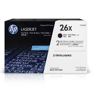 HP 26X LaserJet, lot de 2 cartouches de toner grande capacité