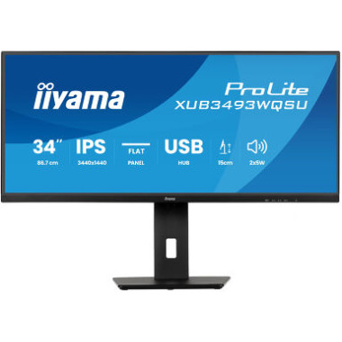 IIYAMA XUB3493WQSU-B6 - 34p IPS 3440x1440 21/9 1ms 2HDMI-DP 4USB 2x5W réglable Noir | ECP Grossiste informatique