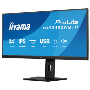 IIYAMA XUB3493WQSU-B6 - 34p IPS 3440x1440 21/9 1ms 2HDMI-DP 4USB 2x5W réglable Noir | ECP Grossiste informatique