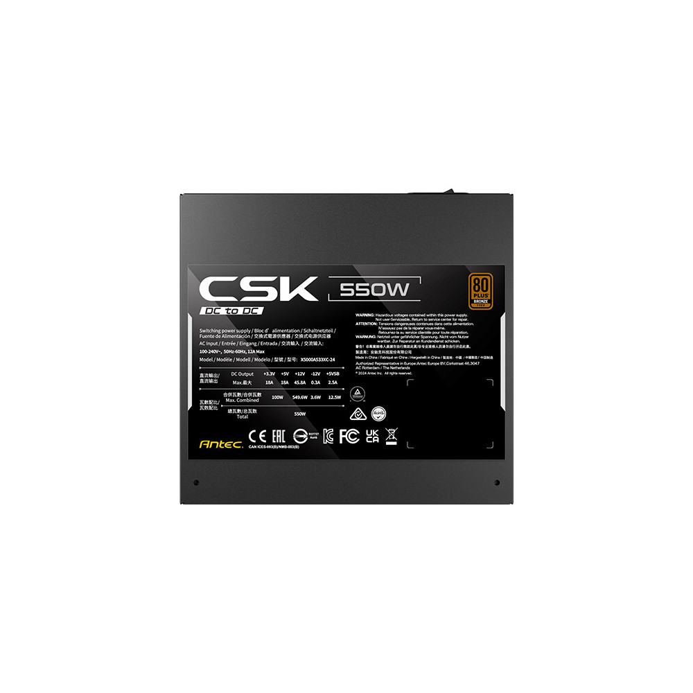 ANT CSK550DC EC 80+ Bronze 550W F120MM | ECP Grossiste informatique