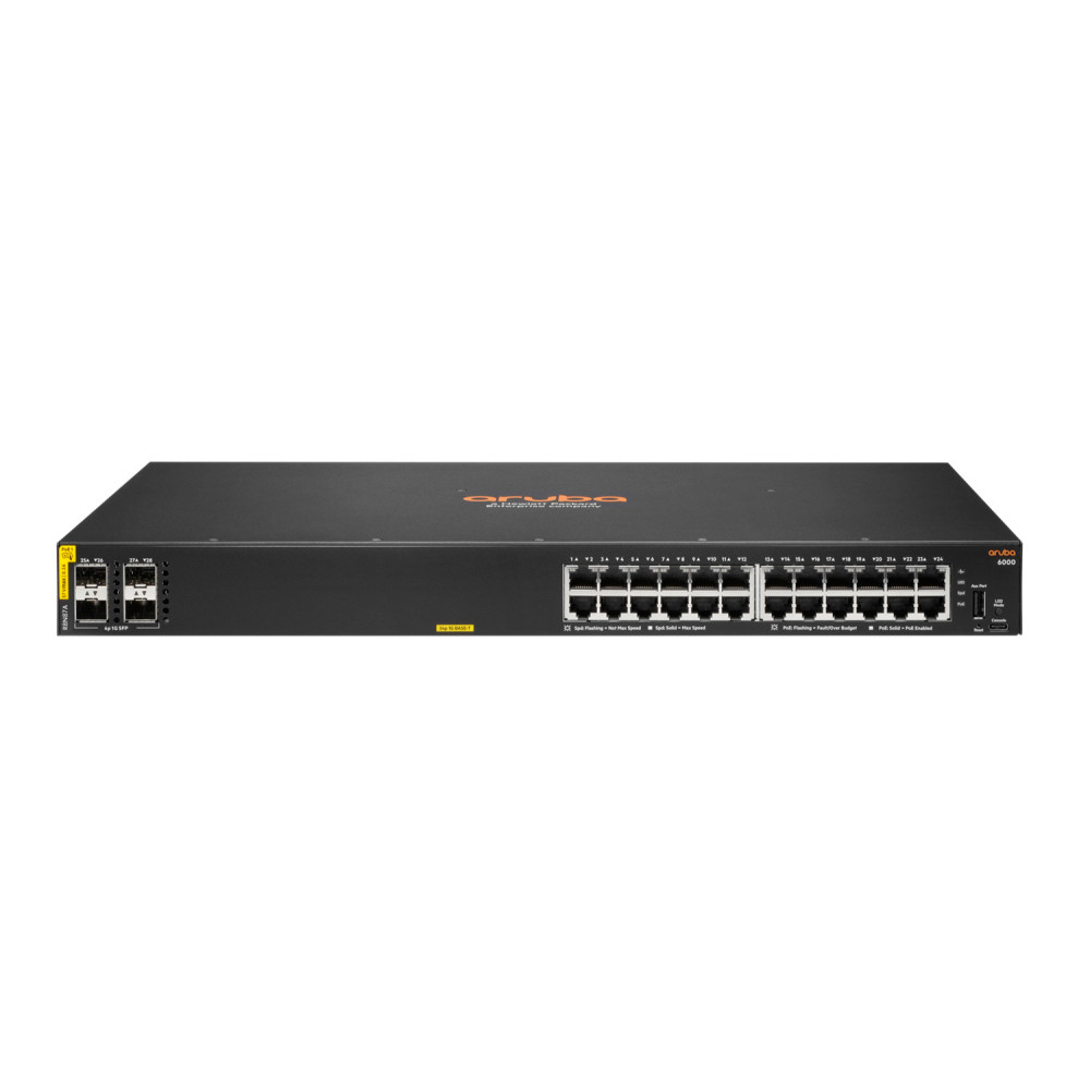 HPE Aruba Networking Aruba 6000 24G Class4 PoE 4SFP 370W Géré L3 Gigabit Ethernet (10 100 1000) Connexion Ethernet, supportant