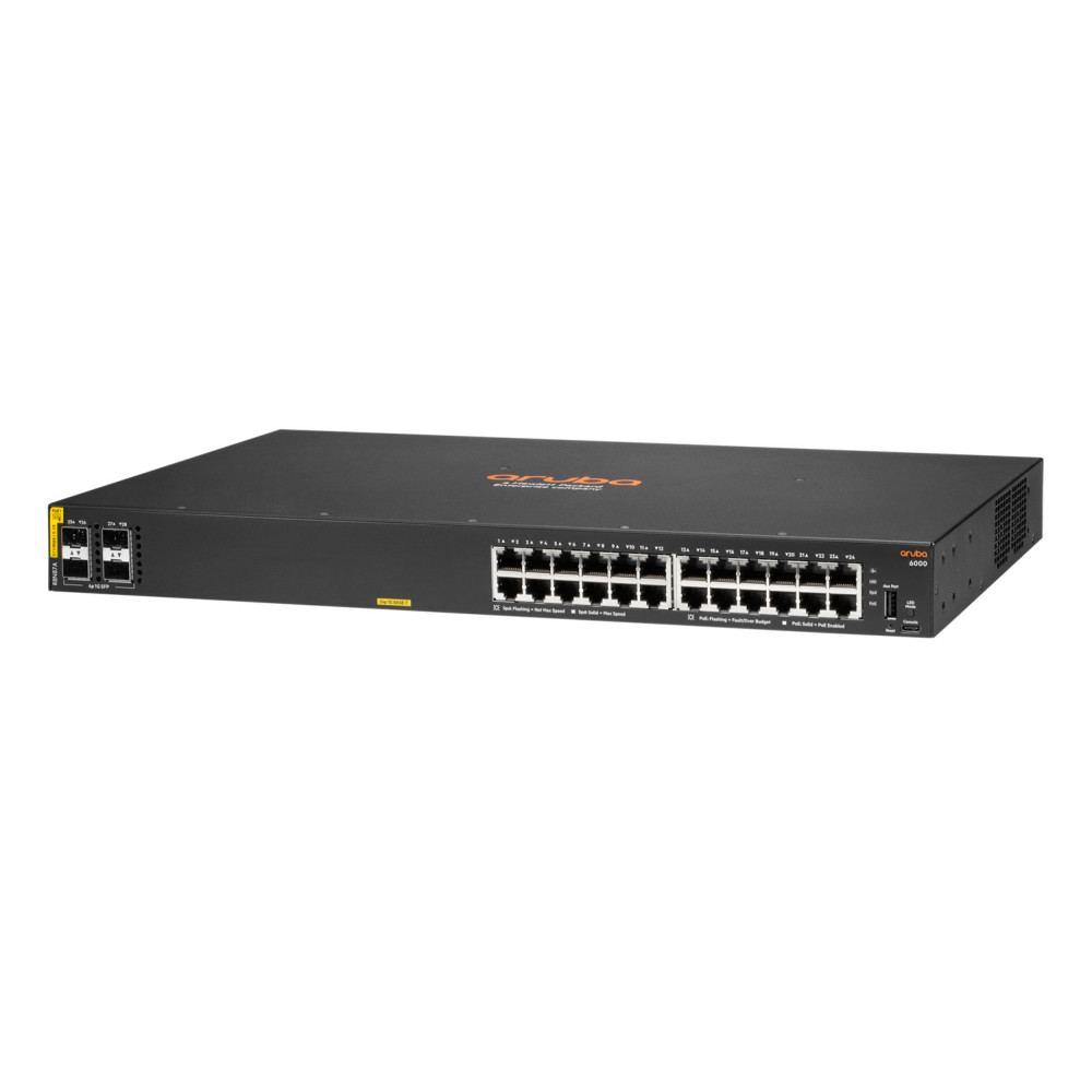 HPE Aruba Networking Aruba 6000 24G Class4 PoE 4SFP 370W Géré L3 Gigabit Ethernet (10 100 1000) Connexion Ethernet, supportant