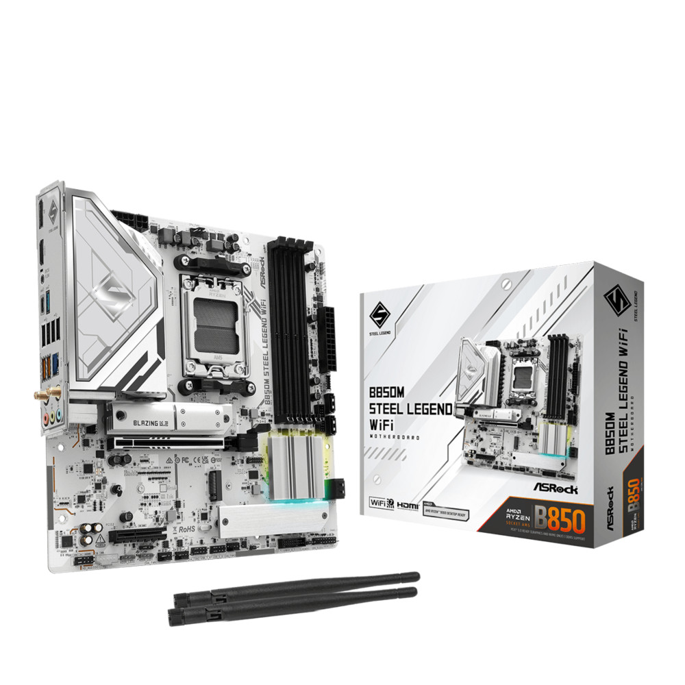 Asrock B850M Steel Legend WiFi AMD B850 Emplacement AM5 micro ATX Asrock B850M Steel Legend WiFi AMD B850 Emplacement AM5 micro ATX