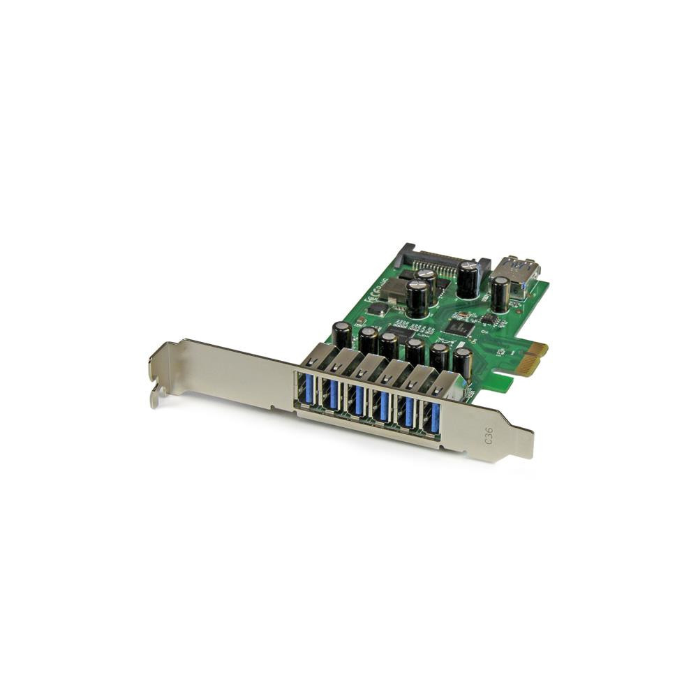 StarTech.com Carte contrôleur PCI Express à 7 ports USB 3.0 - 6 externes 1 interne - Adaptateur PCIe avec alimentation SATA