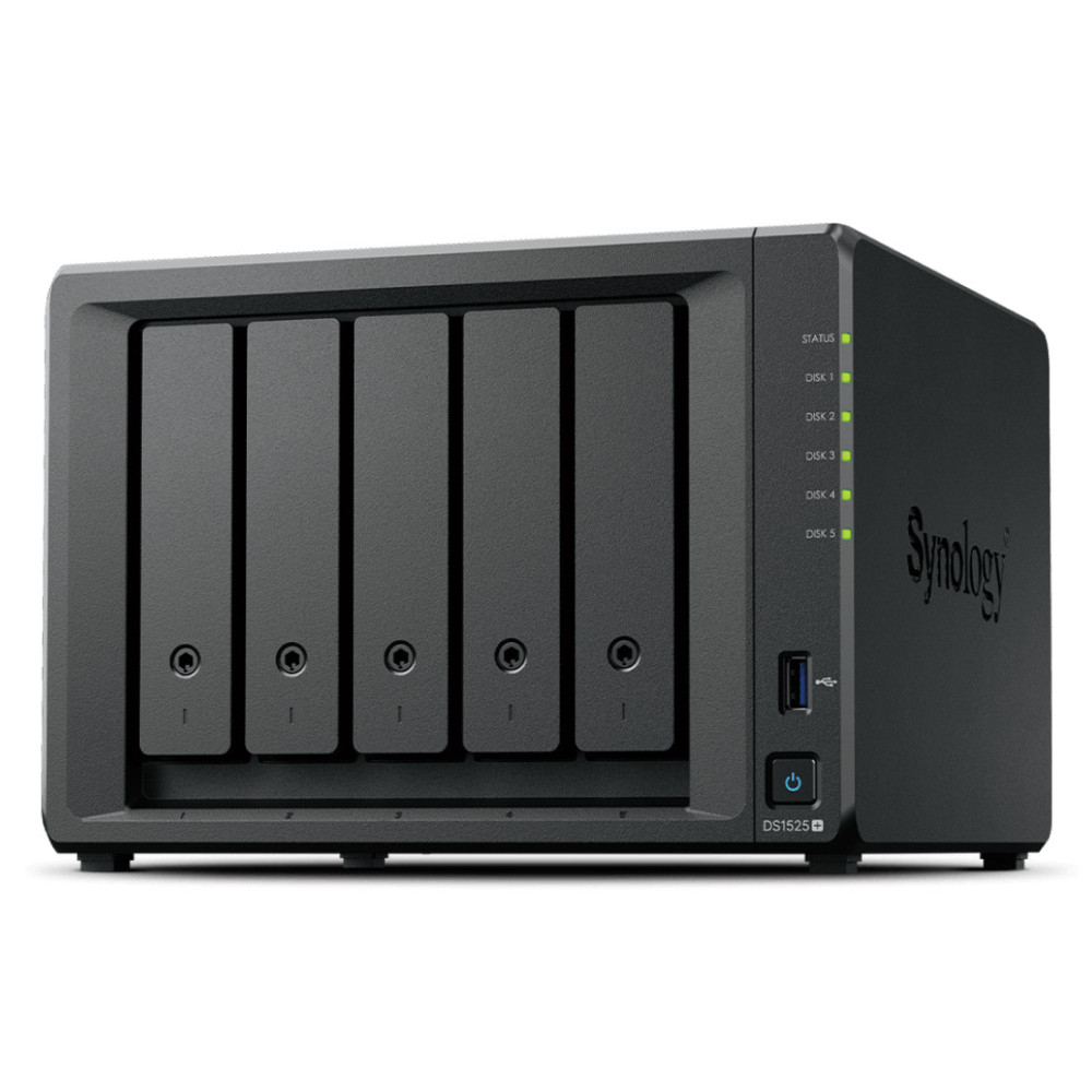 Synology DiskStation DS1525+ serveur de stockage NAS Ryzen Embedded V1500B 8 Go DDR4 0 To Noir Synology DiskStation DS1525+ serveur de stockage NAS Ryzen Embedded V1500B 8 Go DDR4 0 To Noir